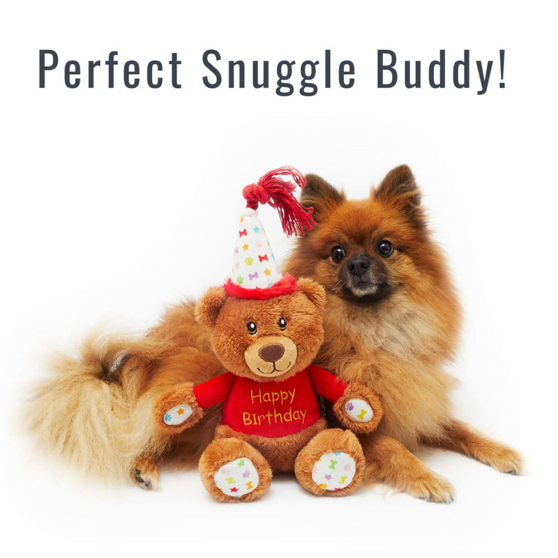 PET London Happy Birthday Bear Dog Toy - Present to Celebrate Dog's Bday or Adoption - Soft Plush Teddy Gift for Dog or Pup with Embroidered Birthday Message, Squeaky, Stylish Great Animal Gift - BeesActive Australia