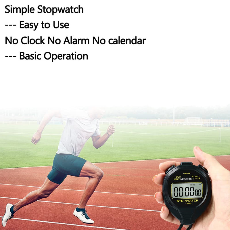 MOSTRUST Digital Waterproof Stopwatch, No Bells, No Clock, Simple Basic Operation, Silent, ON/Off, Large Display for Swimming Running Training Kids Coaches Referees Teachers (Yellow) Yellow - BeesActive Australia