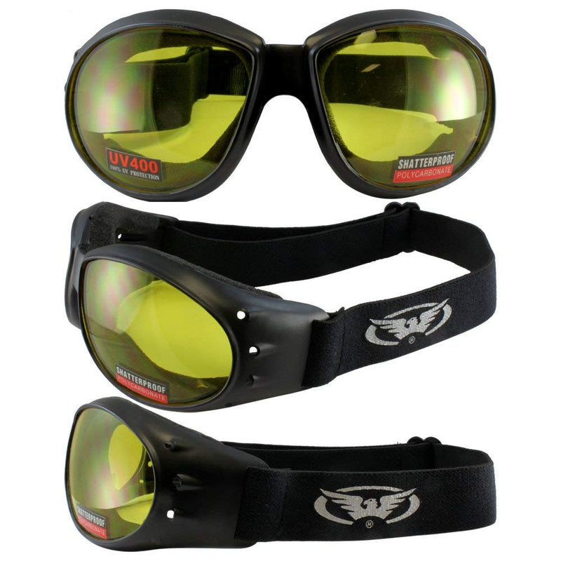 Global Vision Eliminator Padded Motorcycle Dirt Bike Riding Goggles Bundle for Day & Night (Clear-Smoke-Yellow) Clear-smoke-yellow - BeesActive Australia