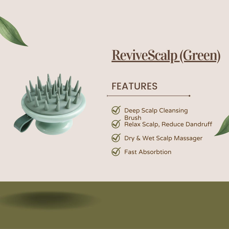 ReviveScalp Detangling Hair & Scalp Brush Massager - Deep Cleansing & Exfoliating for Ultimate Hair Care Experience - Perfect Scalp Brush for Hair Brush, Massage and Cleanse! (Green) Green - BeesActive Australia