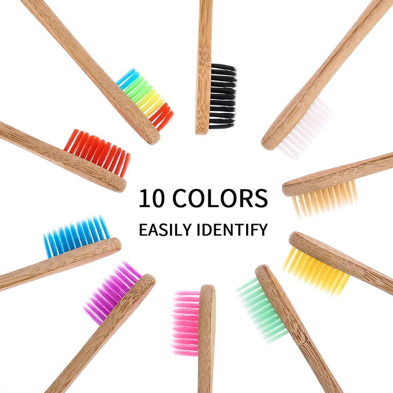 tonyg-p 10 Pack Toothbrushes Medium Nylon Bristles Natural Biodegradable Eco-Friendly BPA Free Wooden Toothbrush Set, Assorted Colour - BeesActive Australia