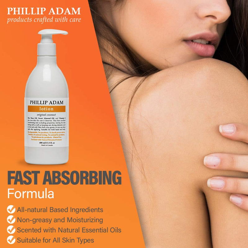 Phillip Adam Coconut Hand and Body Lotion - Lightweight Moisturizer for All Skin Types - 13.5 Ounce - BeesActive Australia
