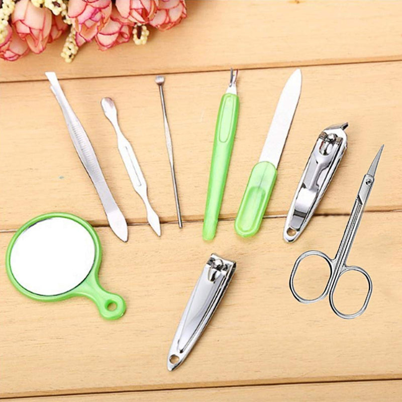 Manicure and Pedicure Set, WREWING 9 in 1 Stainless Steel Pedicure Kit Professional Nail Clippers Manicure Set Women with Apple Shaped Case. (Green) Green - BeesActive Australia