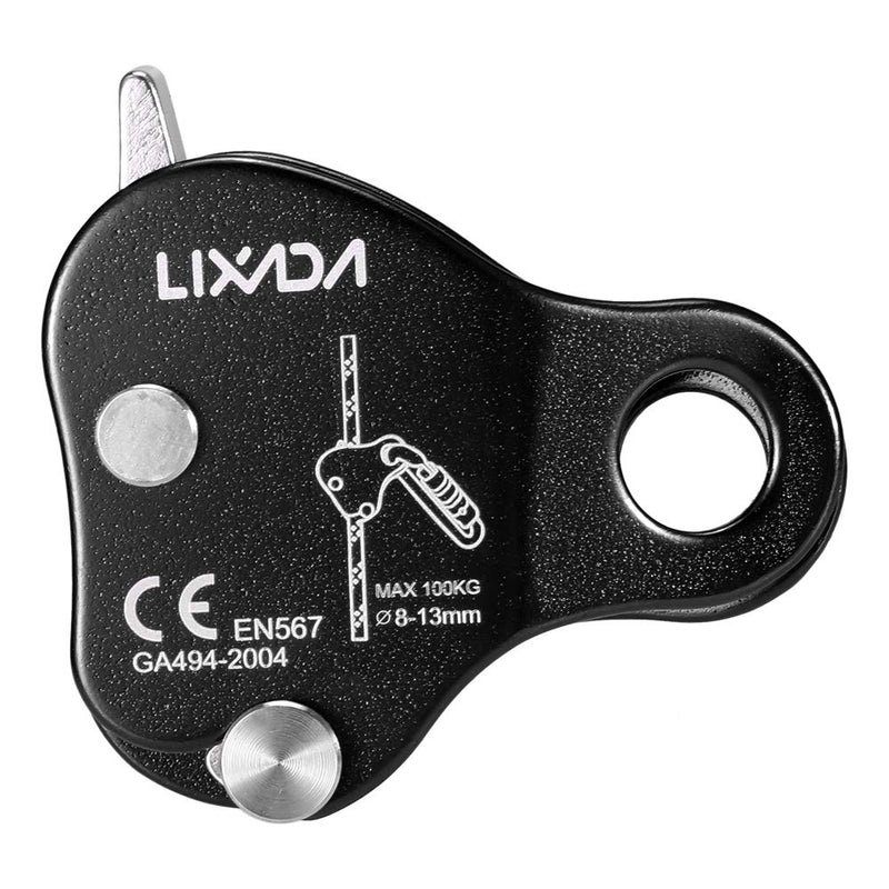 Lixada Rock Climbing Ascender Ultralight Fall Arrest Protection Belay Device Self-Locking 8-13MM Rope Grip Clamp for Outdoor Climbing and Rescue Black - BeesActive Australia