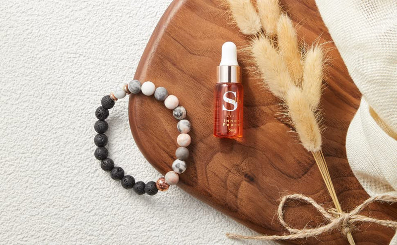 Chakra Crystals and Lava Rock Bracelet with Good Sleep Oil, Anxiety Bracelet for Women, Premium Real Beaded Aromatherapy Diffuser, Yoga Meditation Accessories, Spiritual Self Care Gifts Zebra Jasper Lava With Inner Peace - BeesActive Australia