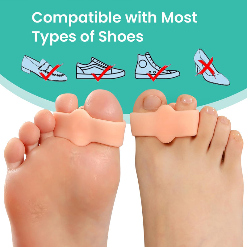 Welnove Pack of 12 Bunion Corrector, Toe Separators with 2 Loops, Big Toe Spacer Suitable for Bunion and Overlapping Toe (Beige) - BeesActive Australia