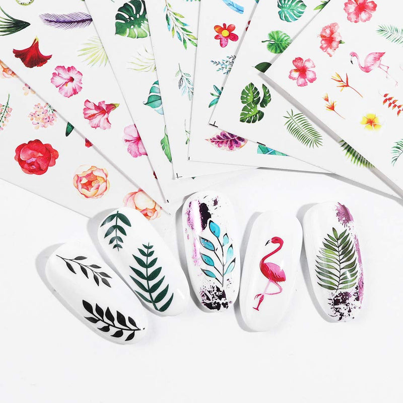 YESORNO Nail Art Stickers 29 PCS Water Transfer Nail Art Decals Butterfly Leaf Flowers Nail Stickers Fingernail Decor Manicure DIY Decorations Mixed Pattern-29 Sheets - BeesActive Australia