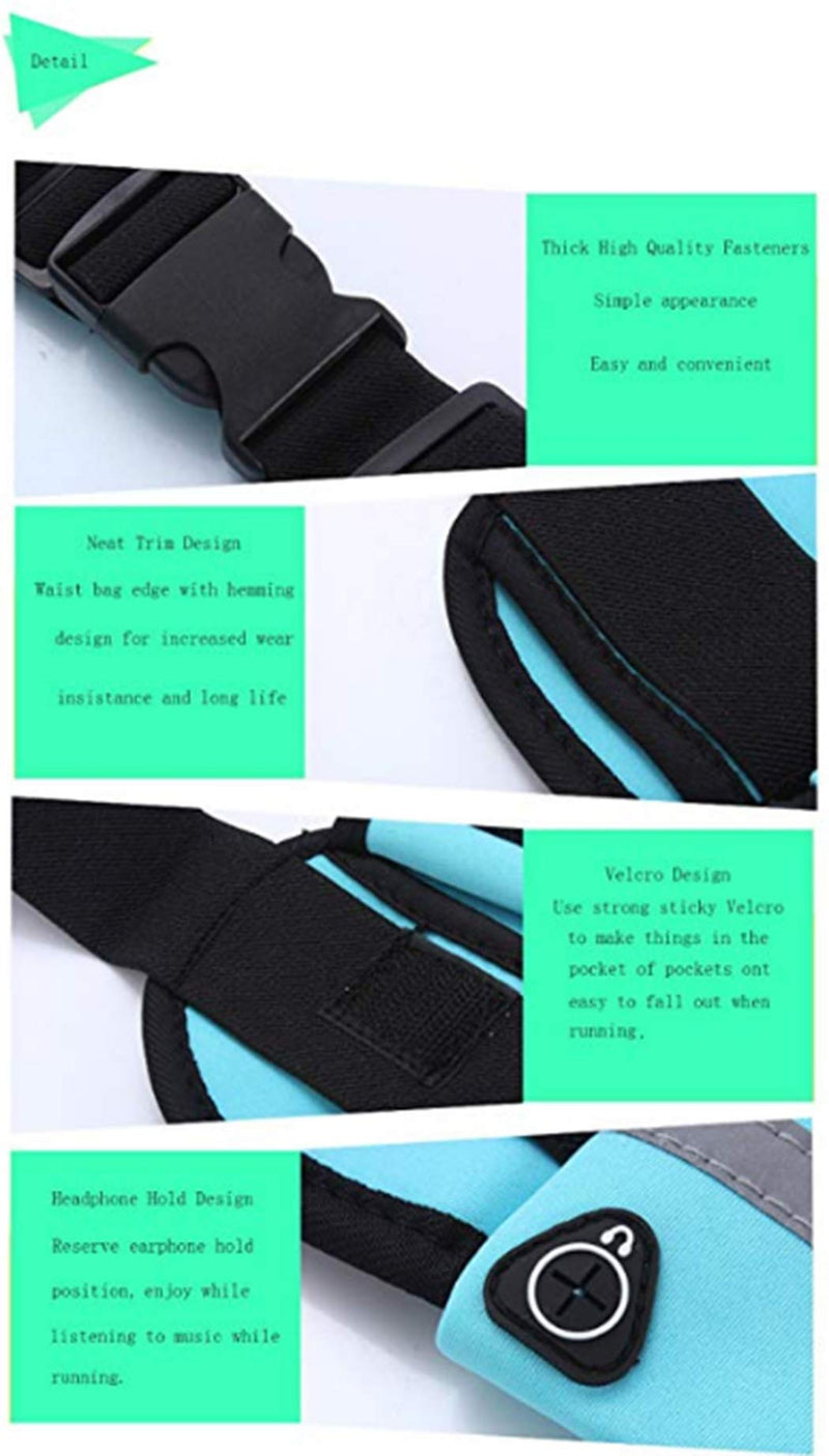 Ranvi Breathable Running Belt Waist Pack, Resistant Runners Belt Fanny Pack for Hiking Fitness, Adjustable Running Pouch for All Kinds of Phones iPhone Android Windows. blue - BeesActive Australia