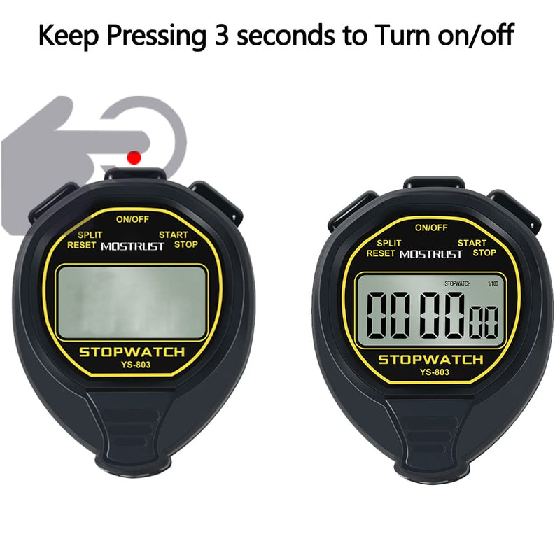 MOSTRUST Digital Waterproof Stopwatch, No Bells, No Clock, Simple Basic Operation, Silent, ON/Off, Large Display for Swimming Running Training Kids Coaches Referees Teachers (Yellow) Yellow - BeesActive Australia