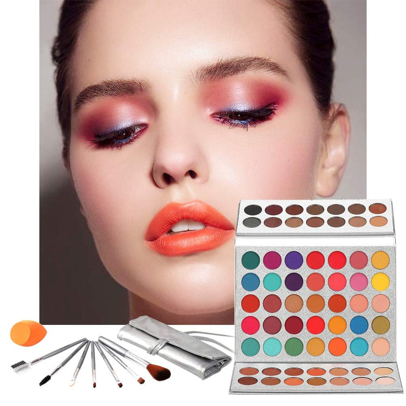 MKYUHP 63 Color Matte Makeup Palette Mattes Shimmers Naked Smokey Glitter Cream Colorful Powder Blendable Long Lasting Waterproof Eye Shadow Palette - BeesActive Australia