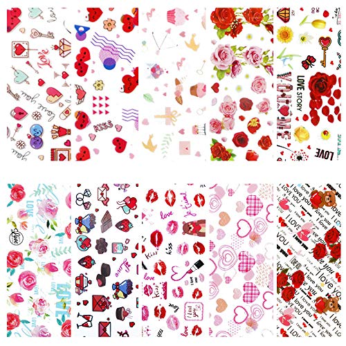 Nail Art Foil Transfer Stickers Classic Valentine's day Sweet Designs Nail Wraps Nail Art Sticker Decals Foil Stickers Set Nail Tips Manicure Women and Girls Nail Art DIY - BeesActive Australia