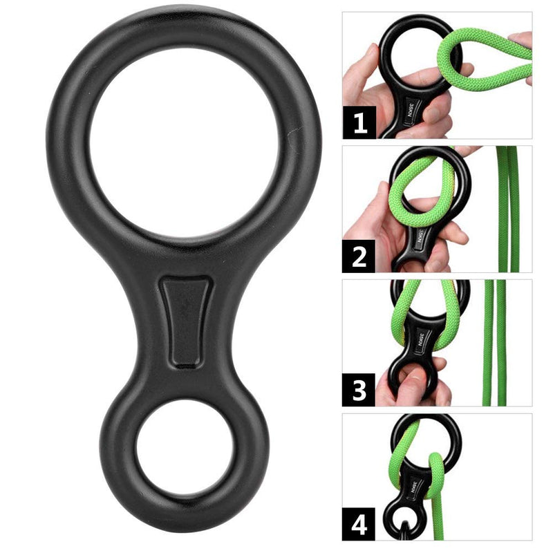 SolUptanisu Climbing,Climbing Rappel 8 Ring, 35KN Figure 8 Aluminum Descender Rappel Ring Rock Climbing Rescue Gear for Rappelling Belaying Climbing (Black) - BeesActive Australia