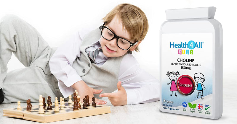 Health4All Kids Choline 150mg Chewable 60 Tablets Vegan Children's Supplement to Support Memory and Learning 60 Count (Pack of 1) - BeesActive Australia