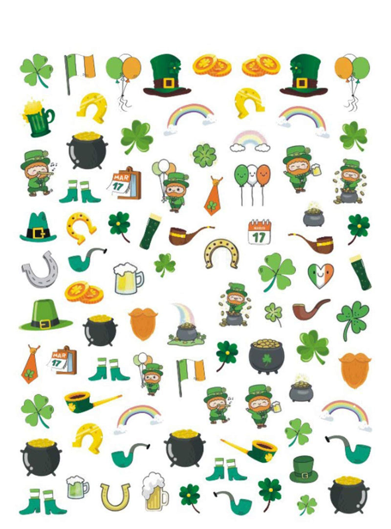 3D St.Patrick's Day Nail Art Stickers Lucky Clover Nail Decals Shamrock Green Leaf Dollar Coins Spring Design Nail Art Supplies Self Adhesive Nail Stickers for Acrylic Nail Decorations 7 Sheets - BeesActive Australia