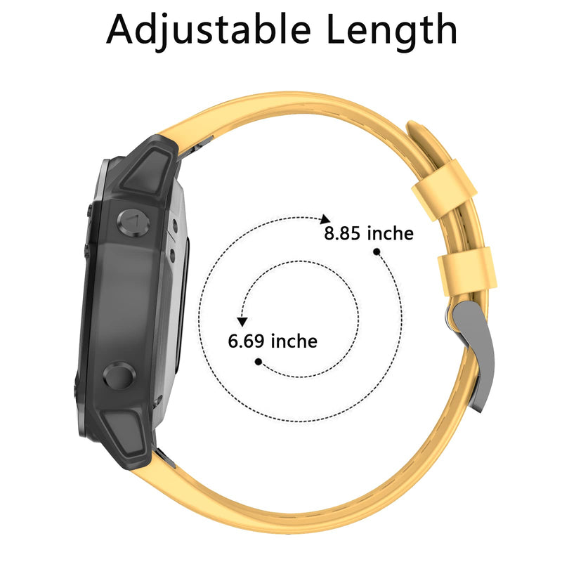 MYSNBKN Compatible Garmin Fenix 6 Band, 22mm Easy-to-Wear Soft Silicone Strap for Garmin Fenix 5/Fenix 5 Plus/Fenix 6 Pro/Garmin Forerunner 935/Forerunner 945/Garmin Approach S60/Garmin Quatix 5 Smartwatch yellow - BeesActive Australia