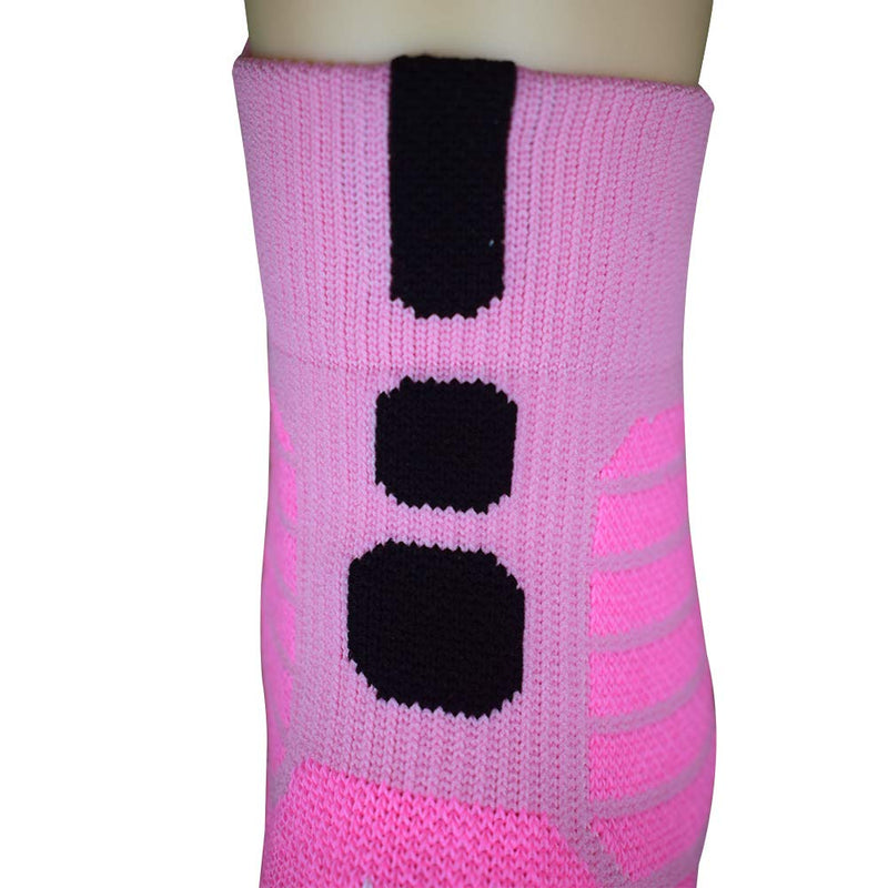 [AUSTRALIA] - Mkkoluy Professional Ankle Basketball Socks for People with Shoe Size 6-11(2/4 Pairs) 2 Pairs Pink 
