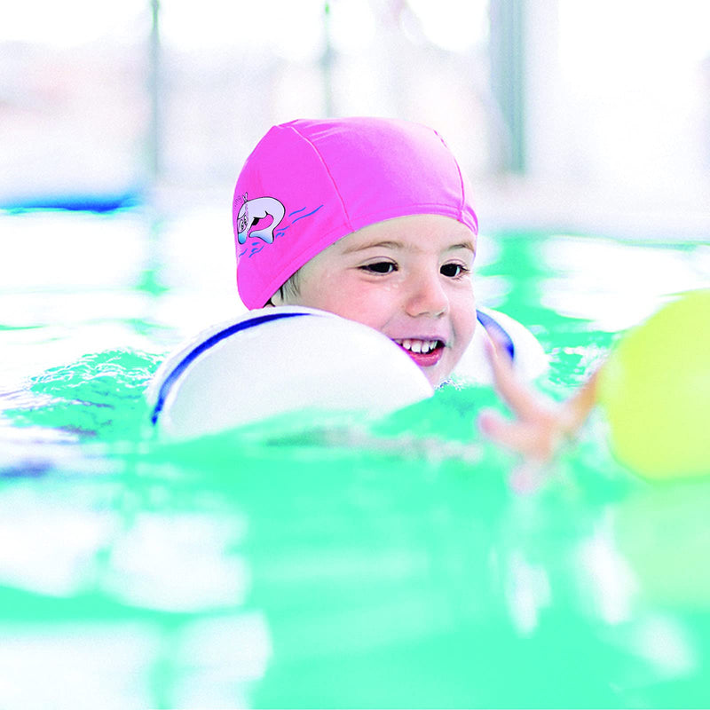 Swim Cap Kids,2 Pieces Silicone Waterproof Swimming Cap Kids, Elastic Silicone Kids Swim Cap with Cartoon Design for Boys and Girls PINK - BeesActive Australia