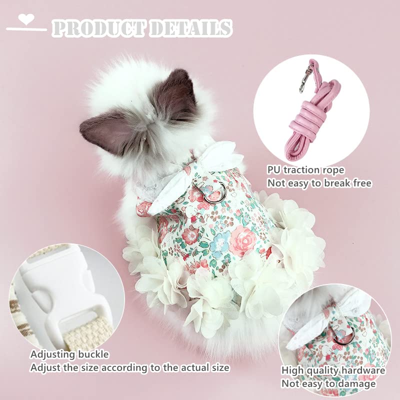 Bunny Harness and Leash,Adjustable Soft Guinea Pig Clothes Pet Rabbit Ferret Harness Costumes for Small Animals Dress Floral - BeesActive Australia