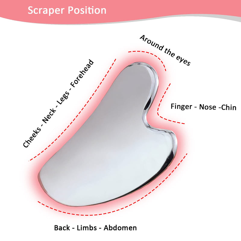 Gua Sha Facial Tool, Stainless Steel Guasha Scraping Massage Tool, Metal Lymphatic Drainage Massage Scraper for Face, Eyes, Neck, Body - BeesActive Australia