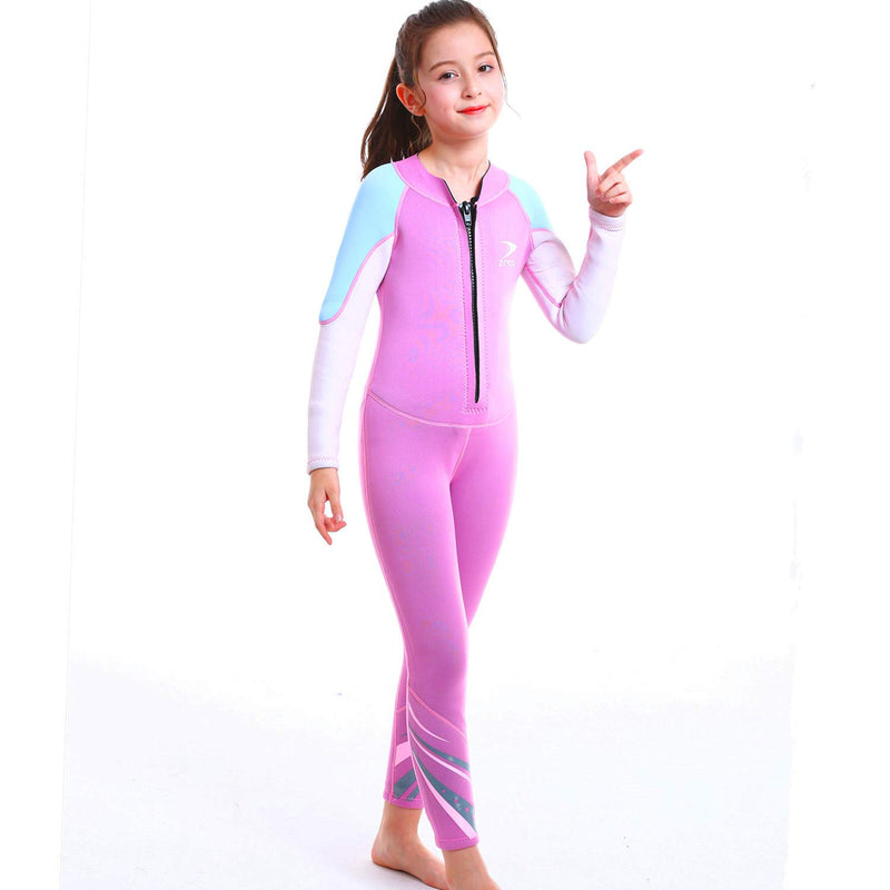 [AUSTRALIA] - ZCCO Kids Wetsuit,2.5mm Neoprene Thermal Swimsuit,Youth Boy's and Girl's One Piece Wet Suits Warmth Long Sleeve Swimsuit for Diving,Swimming,Surfing Water Sports (Bright Blue, XS) … pink Small 