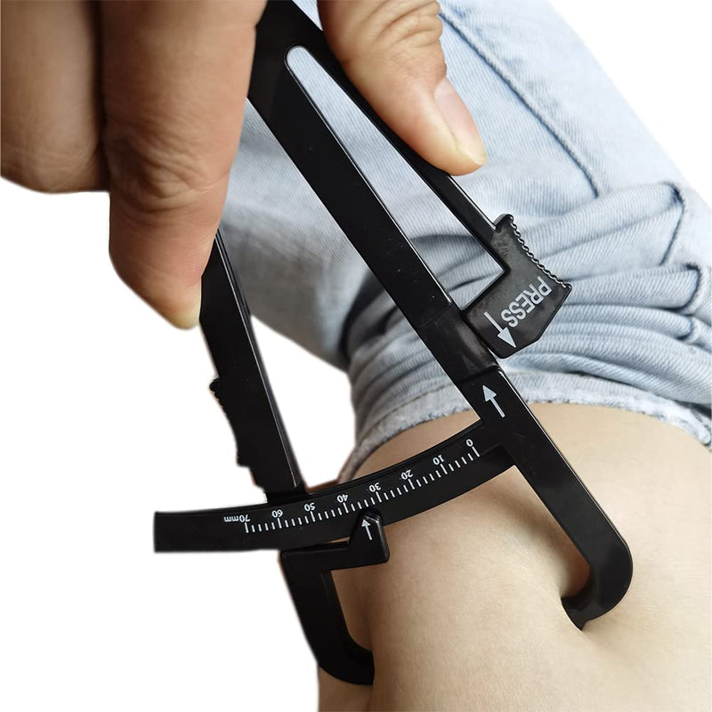 Personal Body Fat Tester Calipers with Manual and Body Fat Charts Fitness Measure - Black - BeesActive Australia