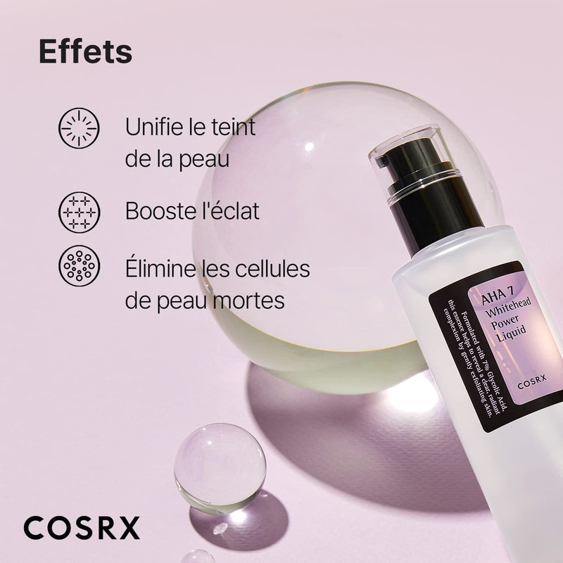 COSRX AHA 7 Whitehead Power Liquid 3.38 fl.oz / 100ml | Glycolic acid 7% Dark Spot Remover | Korean Skin Care, Animal Testing Free, Paraben Free - BeesActive Australia