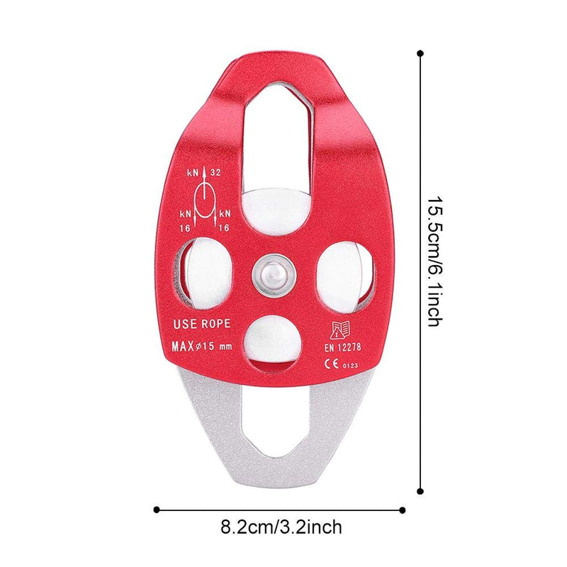 Climbing Pulley Aluminium Metal Alloy 32 KN Large Rescue Pulley Heavy Duty Single Swivel Rope Pulley for Block Climbing Safety Equipment - BeesActive Australia