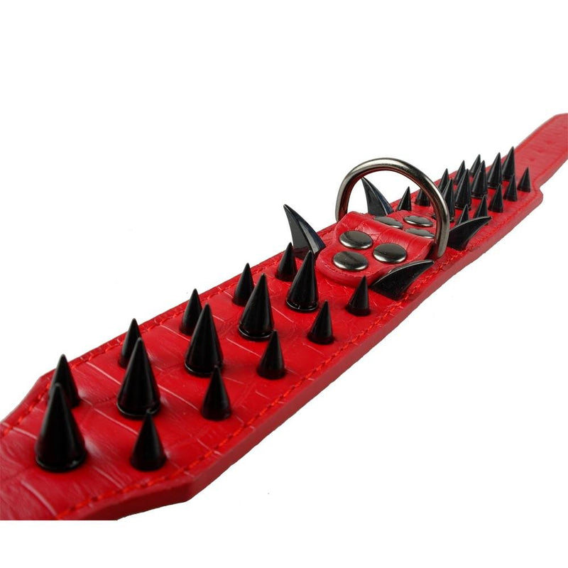 Benala Pet Dog Collar Adjustable Harness Spiked Studded Faux Leather Punk Rivet Dog Collar Pu Sharp Spikes Dog Supplies,Red,XS - BeesActive Australia