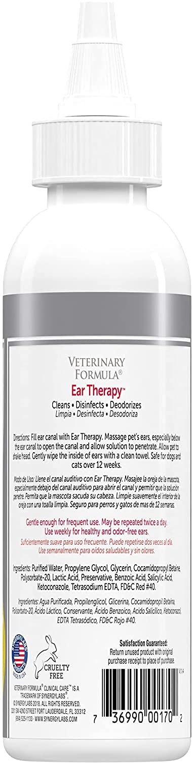 Veterinary Formula Clinical Care Ear Therapy, 4 oz. – Medicated Ear Drops to Help Relieve Bacterial and Fungal Infections in Dogs and Cats – Cleans and Deodorizes – 3 Pack - BeesActive Australia