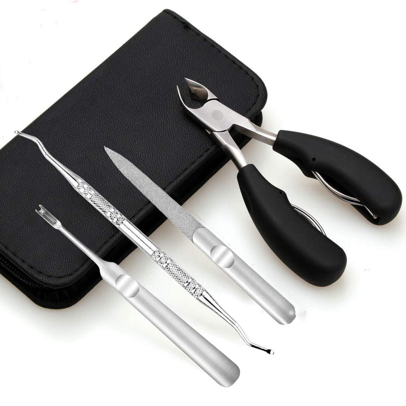 Tseoa Nail Clippers for Thick and Ingrown Toenails Tools, 5PCS Precision Stainless Steel Pedicure Kit,Cuticle Trimmer Remover Pusher for Thick or Ingrown Toenail Clippers (Ingrown toenail tools) - BeesActive Australia