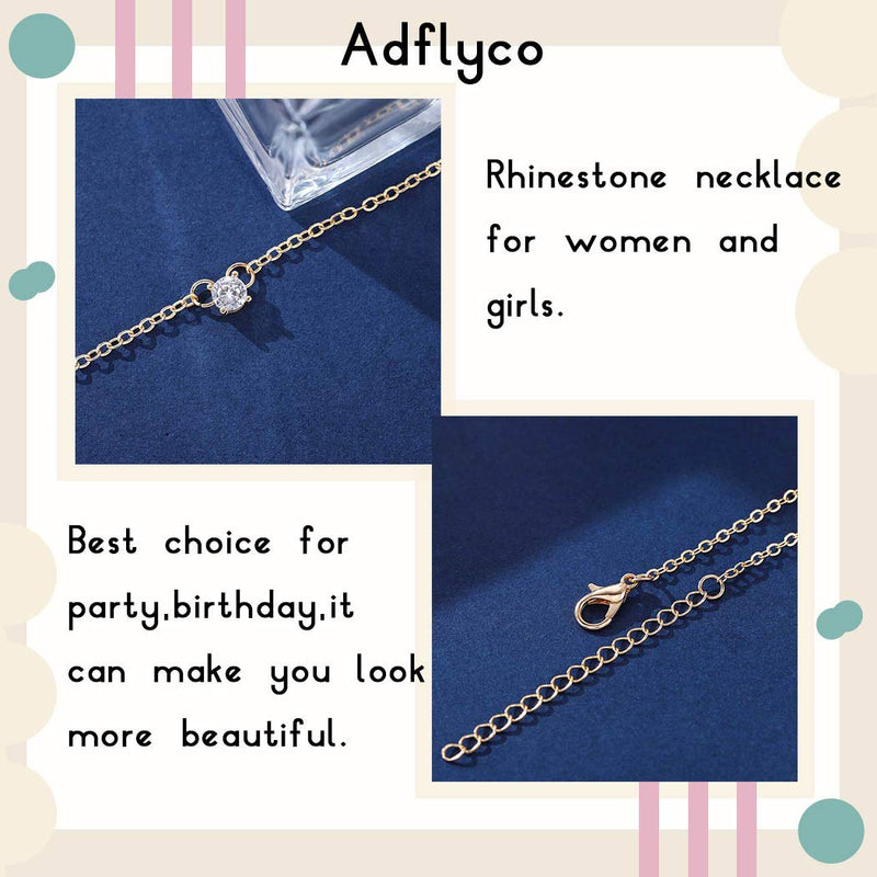 Adflyco Boho Crystal Necklace Rhinestone Pendant Necklaces Chain Jewelry Adjustable for Women and Girls (Gold) Gold - BeesActive Australia