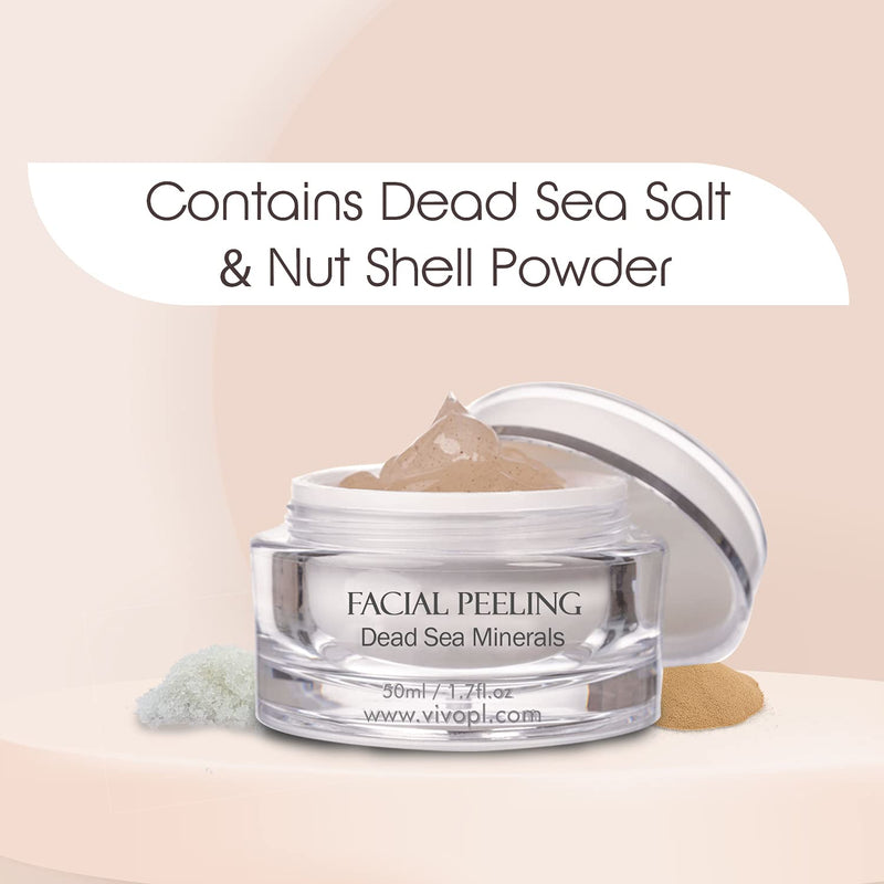 Vivo Per Lei Facial Peeling Gel - Contains Dead Sea Minerals and Nut Shell Powder - Gentle Face Exfoliator Scrub and Blackhead Remover - Peel Your Skin to a Fresher You - 3.4 Fl. Oz. 1.7 Fl Oz (Pack of 1) - BeesActive Australia
