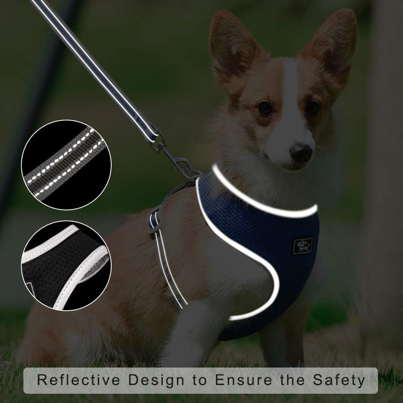 Puppy Harness and Leash Set - Dog Vest Harness for Small Dogs Medium Dogs- Adjustable Reflective Step in Harness for Dogs - Soft Mesh Comfort Fit No Pull No Choke XS Black - BeesActive Australia