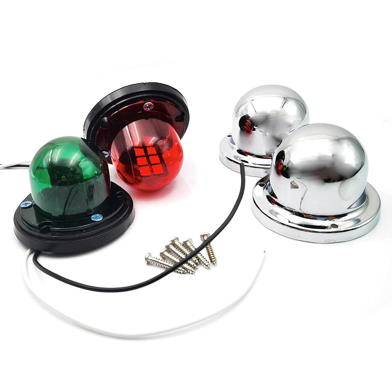 FainWan 2pcs Boat Yacht LED Light Green and Red Marine 12V Stainless Steel Bow Navigation Lights - BeesActive Australia