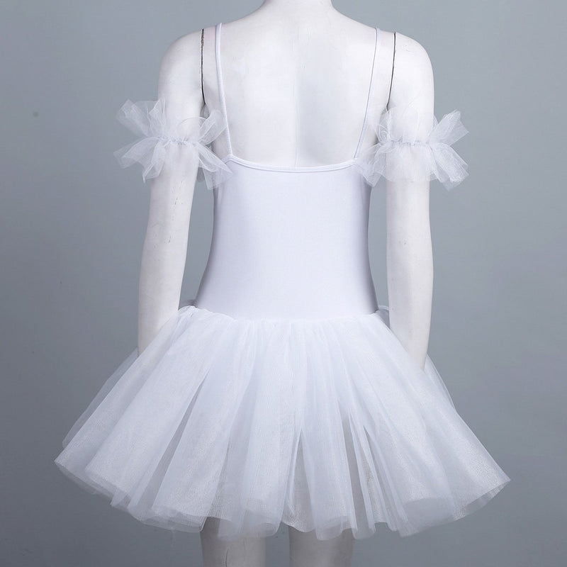 [AUSTRALIA] - iiniim Women Adult Swan Lake Costumes Ballet Dress Leotard Tutu Dance Dress with Arm Band Medium White 