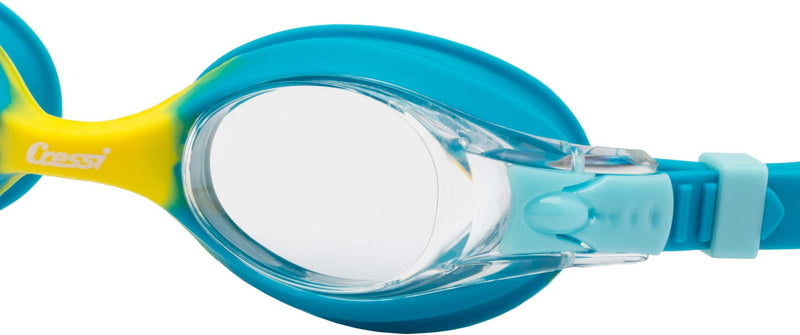 Cressi Colorful Kids Swim Goggles for Boys and Girls 4-8 Years Old - Dolphin 2.0, Starfish, and Seahorse: Designed in Italy Azure/Yellow Clear Lens - BeesActive Australia