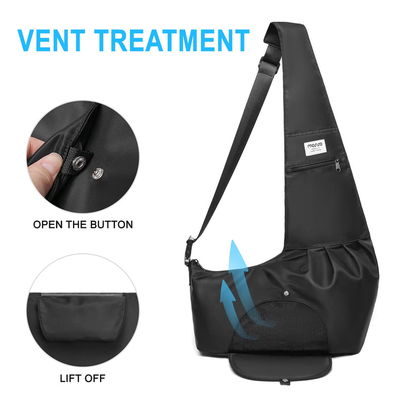MOSISO Dog Cat Carrier Sling Bag,Small Pet Carrier Curved Zipper Tote Bag Hands Free Adjustable Strap Puppy Bag with Safety Belt Padded Bottom Support for Up to 4.5 lbs Pets Outdoor Travelling, Black - BeesActive Australia