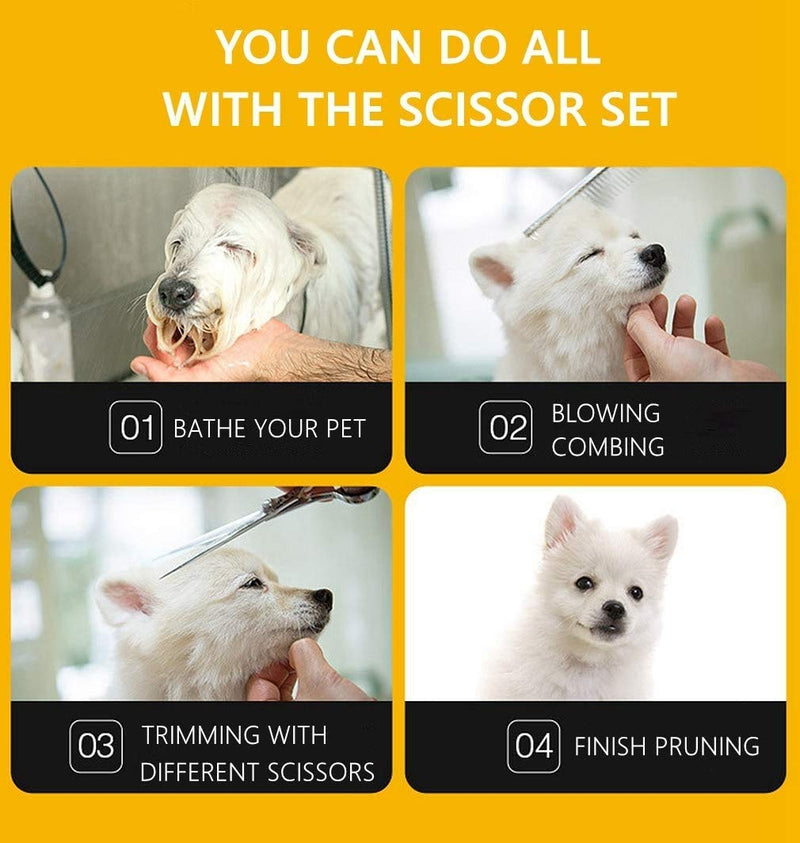 Dream Reach Dog Grooming Scissors - 7'' Professional Pet Cat Hair Scissors Set - Best Cutting & Curved & Thinning Shear Scissors & Grooming Comb Kit for Small Large Dogs Cats Pets - BeesActive Australia