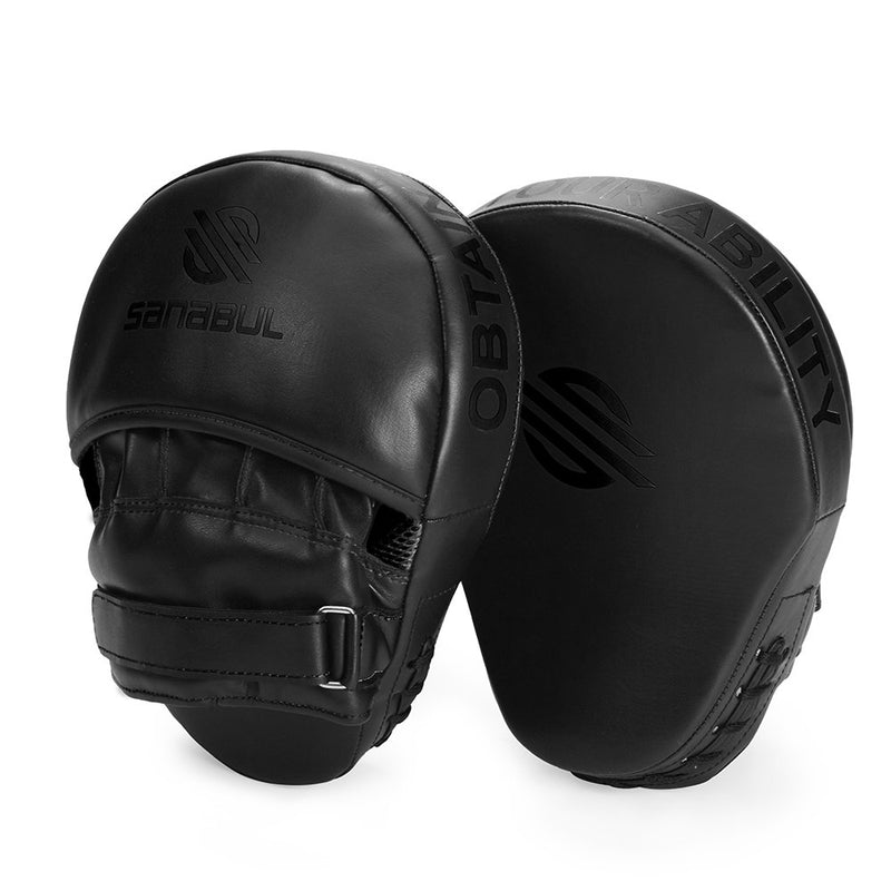 Sanabul Essential Curved Boxing MMA Punching Mitts AllBlack - BeesActive Australia