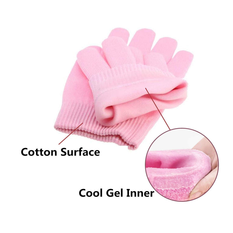 Pinkiou Gel SPA Moisturizing Gloves Soft Cotton with Thermoplastic Repair Cracked Cuticles Dry Skin Treatment Hydrating Gel Lining Infused with Essential Oils Vitamins Large Size(Gloves, pink) - BeesActive Australia