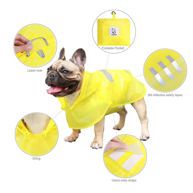 iChoue Dog Raincoat Rain Coat Jacket Poncho Hoodies with Hood Reflective Adjustable Rainwear Medium (Pack of 1) Yellow - BeesActive Australia