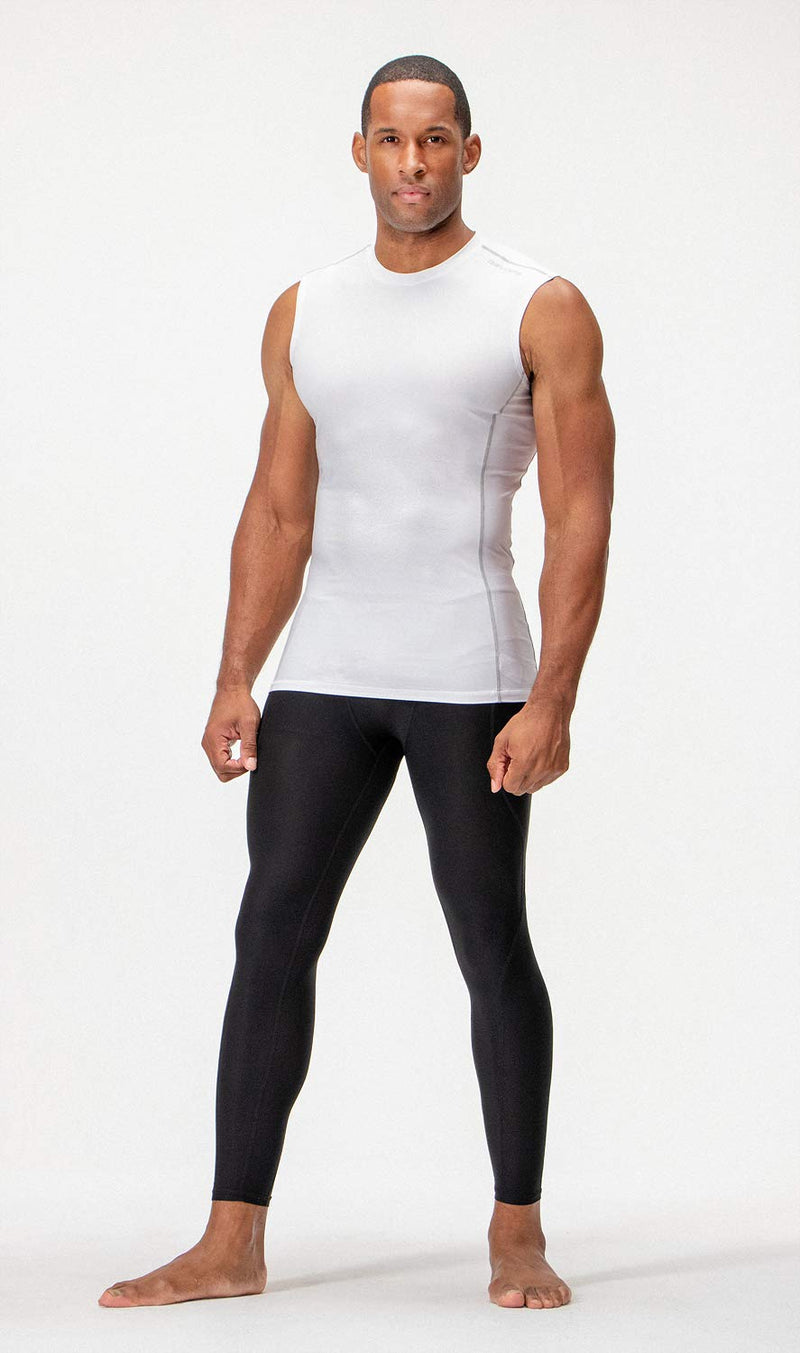 DEVOPS Men's 2~3 Pack Cool Dry Athletic Compression Baselayer Workout Sleeveless Shirts Large #1. (3 Pack) White / White / White(gray) - BeesActive Australia