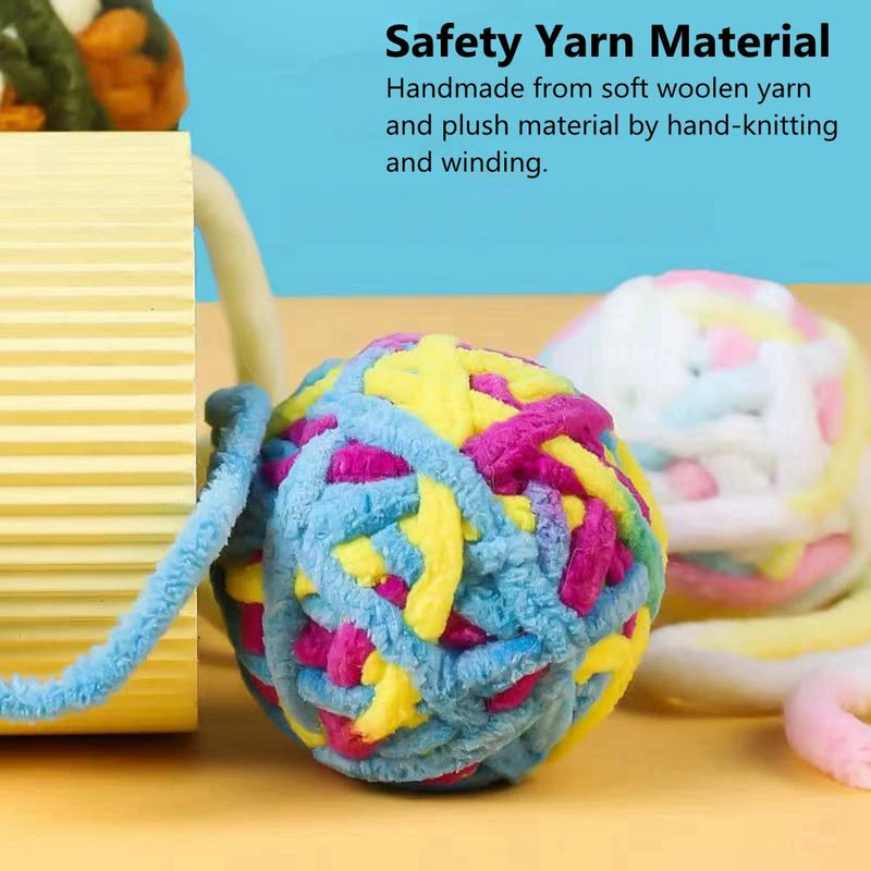 HAICHEN TEC 6 Pack Ferret Toys Ball Set - Woolen Yarn Ferret Balls with Built-in Bell Soft Colorful Pompom Balls Interactive Sound Toy Exercise Scratch Play Chew Toys for Indoor Pet Ferret Cat Kitten - BeesActive Australia