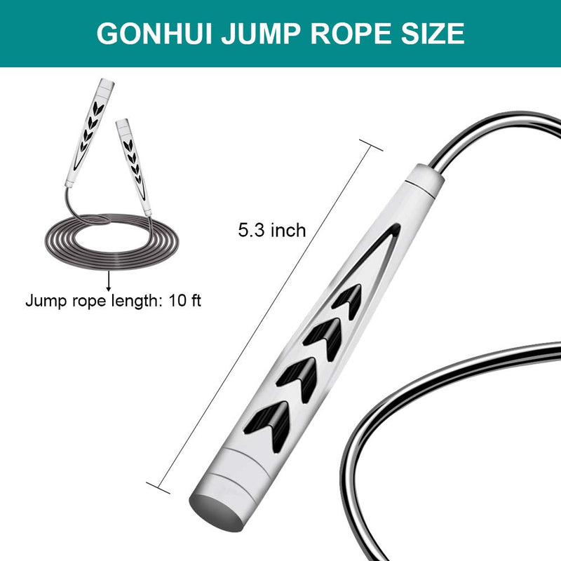 GonHui Jump Rope Workout for Men, Women and Kid Tangle-Free Speed Skipping Rope Adjustable Jumping Rope with Non-Slip Handle for Gym Exercise, Crossfit, Boxing, WOD, MMA and Endurance Trainin White - BeesActive Australia