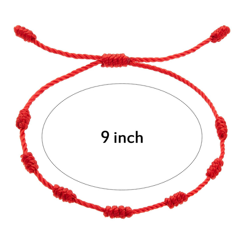 WILLBOND 6 Pieces Red String Bracelets Red Cord Bracelet Adjustable Red Knot String Bracelet Amulet for Protection, Evil Eye and Good Luck for Friendship 7 Knots Style - BeesActive Australia