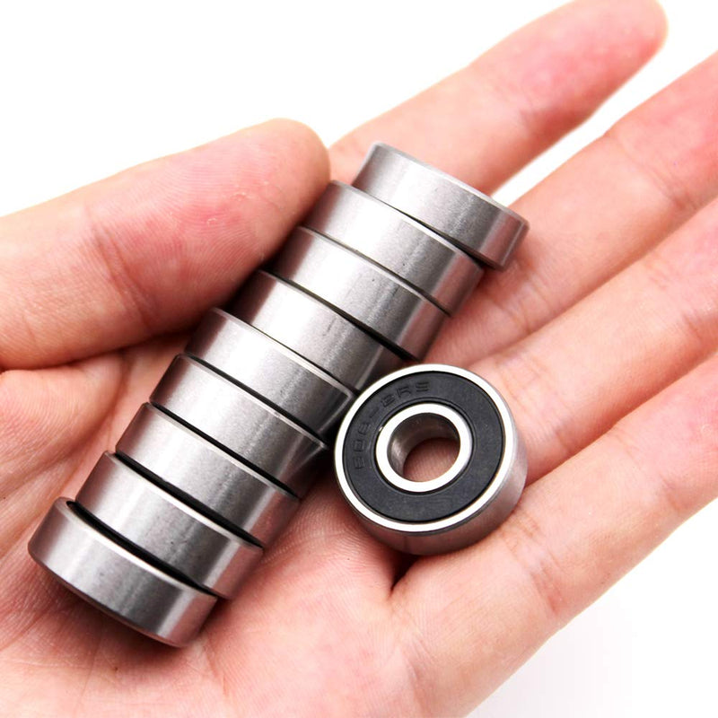 Wellgo 608-2RS Ball Bearings Skateboard Bearings Double Rubber Sealed Shielded Miniature Deep Groove Bearings 8mm x 22mm x7mm for Skateboards Inline Skate Scooter Roller Blade Skates etc -10pcs - BeesActive Australia
