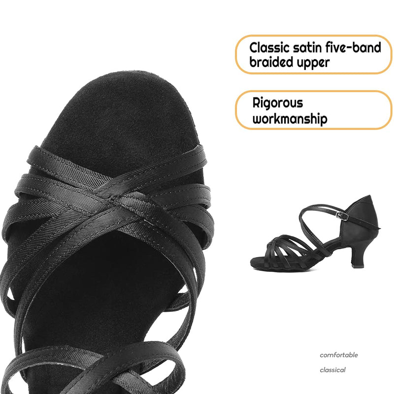 HIPPOSEUS Women's Latin Dance Shoes Professional Ladies Ballroom Salsa Dance Practice Performance Shoes Suede Sole,Model DBCG802 5 5cm-heel Black-2 - BeesActive Australia