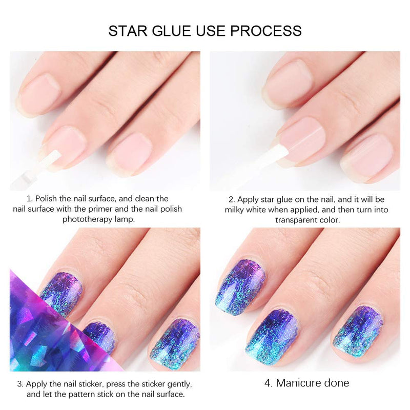 Ownest 2 Packs Galaxy Star Nail Art Foil Glue for Foil Sticker Nail Transfer Tips Decorations Adhesive Manicure Art DIY-15ml A - BeesActive Australia