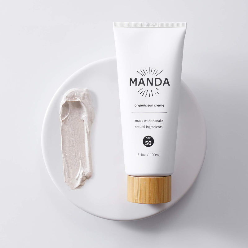 MANDA - Organic Sun Creme - Natural Sunscreen - SPF 50 - Reef Safe - Broad Spectrum Sun Lotion - 3.4oz - BeesActive Australia