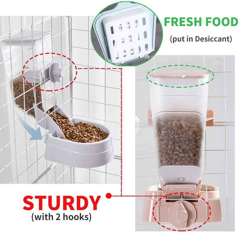 Oncpcare Rabbit Food and Water Bowls Set, Automatic Feeder Food Dish Small Animal Bin Feeder with Lid for Bunny Cat Ferret Chinchilla Guinea Pig Blue - BeesActive Australia